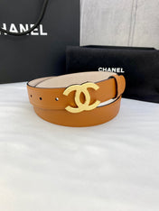 DOUBLE C BELT 30MM IN BROWN CALFSKIN METAL BUCKLE