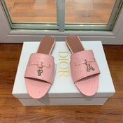Summer Charms Sandals Mule Pink Ostrich Brown Lambskin
