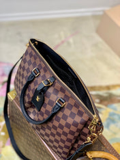 BOÉTIE PM TOTE 31.5 IN BROWN CHECKERED PATTERN MONOGRAM COATED CANVAS