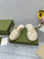 GG PLATFORM PERFORATED G SANDAL CREAM IP FOAM