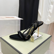 TOM FORD 26S GOLD BUCKLE HEELS 105 MM IN BLACK VELVET