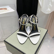 TOM FORD 26S GOLD BUCKLE HEELS 105 MM IN WHITE LAMBSKIN