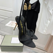 TOM FORD 26S GOLD BUCKLE HEELS 105 MM IN BLACK LAMBSKIN