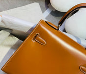 KELLY MINI 20 BAG IN BRONZE BROWN SMOOTH CALFSKIN WITH GOLD HARDWARE