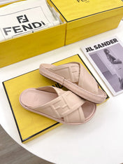 FENDI CROSSOVER SLIPPER IN PALE PINK CALFSKIN