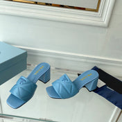 Pra Heeled Sandal 65 Square Sole Quilted Sky Blue Leather