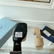 PRA QUILTED NAPPA HEELED SANDALS BEIGE LAMBSKIN