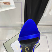 TOM FORD 26S GOLD BUCKLE HEELS 105 MM IN NAVY BLUE LAMBSKIN