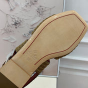 LP RAFFIA CHARMS STRAP FLATS SANDAL OLIVE CALFSKIN