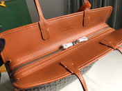 HARDY PM BAG 40 IN BLACK GOYARDINE CANVAS AND TAN TAURILLON LEATHER TRIM