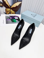 PRADA 26S POINTED TOE PUMPS STILETTO HEEL 95MM IN CRYSTAL EMBELLISHED STYLE 2