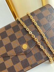 FÉLICIE POCHETTE 21 IN BROWN DAMIER EBENE COATED CANVAS GOLD HARDWARE