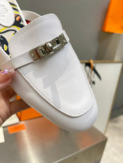 0Z MULE WHITE CALFSKIN WITH BLACK PATTERN