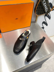 0Z MULE BLACK CALFSKIN WITH PATTERN