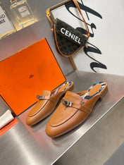 0Z MULE CARAMEL CALFSKIN WITH BLACK PATTERN