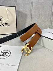 CC 30MM BELT IN BRONZE BROWN SMOOTH CALFSKIN WITH GOLD HARDWARE