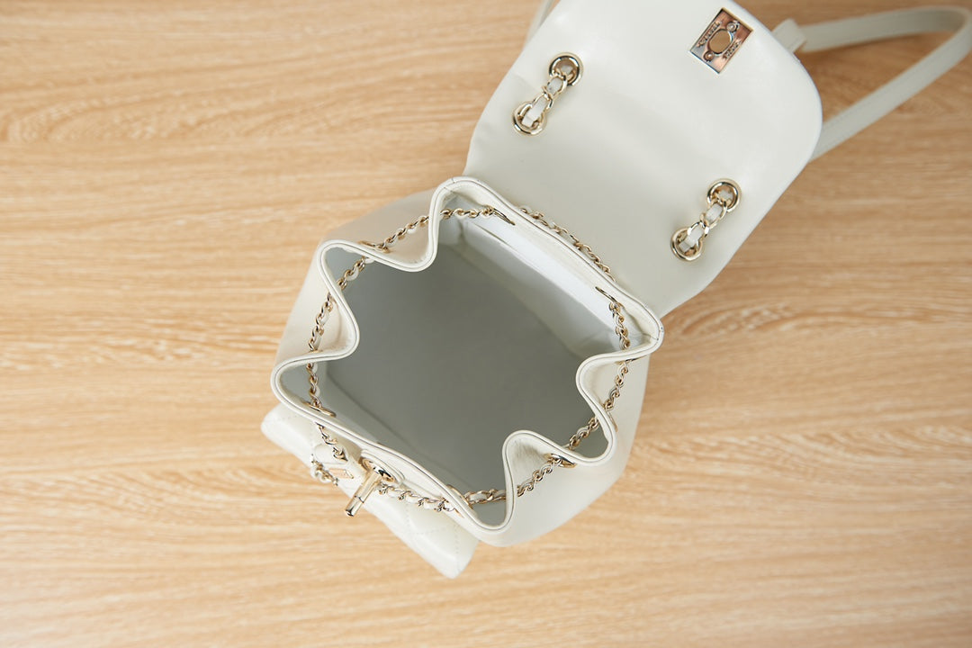 CHANEL 26S MINI BACKPACK 18 IN OFF WHITE LAMBSKIN