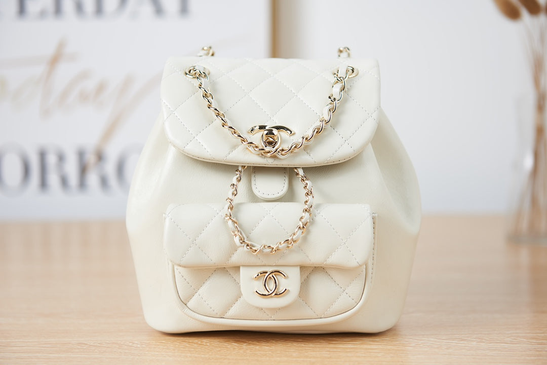 CHANEL 26S MINI BACKPACK 18 IN OFF WHITE LAMBSKIN