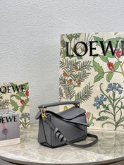 LOE MINI 18 PUZZLE BAG IN GREY CALFSKIN