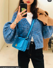 LOE GOYA BAG 18 IN COBALT BLUE SILK CALFSKIN