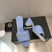 cc rev cone heel mule slide sandal cloud blue quilted lambskin 6cm