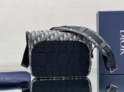 MEDIUM 31 BAG WITH STRAP IN BEIGE AND BLACK OBLIQUE JACQUARD AND CALFSKIN