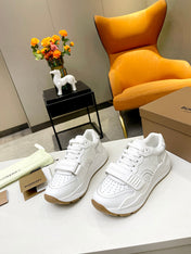 BURBERRY 26S PERFORATED SNEAKERS IN WHITE CALFSKIN
