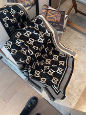 SQUARE SCARF 140 CM IN BLACK MIX WHITE SILK CASHMERE  401511