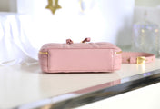 CARO BOX BAG 19 IN LIGHT PINK CALFSKIN