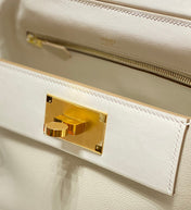 MINI 24/24 21CM IN OFF WHITE EVERCOLOR CALFSKIN GOLD KELLY BUCKLE