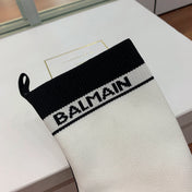 BALMAIN 26S BOOTS 105 MM IN WHITE AND BLACK FLYKNIT STYLE 18