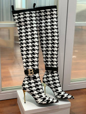 BALMAIN 26S HIGH-TOP BOOTS 105 MM IN BLACK AND WHITE FLYKNIT STYLE 3