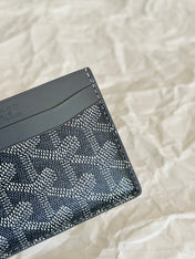 SAINT-SULPICE CARD WALLET 10 IN GREY BLACK GOYARDINE CANVAS AND CALFSKIN
