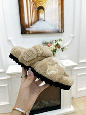 DAD SANDAL MULE IN WHEAT TAN MIX WHITE FLEECE