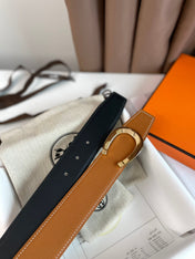 LUCK BELT BUCKLE & REVERSIBLE GINGER ORANGE LEATHER STRAP 38MM GOLDEN HARDWARE