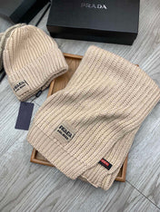 SET SCARF AND HAT IN SAND BROWN WOOL AND RABBIT FUR 388990