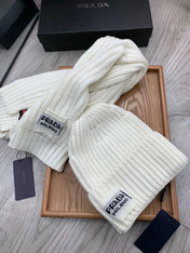 SET SCARF AND HAT IN WHITE WOOL AND RABBIT FUR 388991