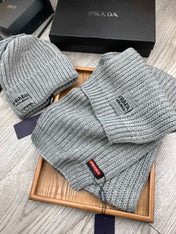 SET SCARF AND HAT IN PALE GRAY WOOL AND RABBIT FUR 388992