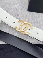 CHANEL 26S BELT 30 MM IN WHITE CALFSKIN WITH GOLD HARDWARE 661509