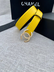 CHANEL 26S BELT 30 MM IN YELLOW CALFSKIN WITH GOLD HARDWARE 661510