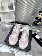 CC CANO ALTO SNEAKER IN BLUSH PINK CALFSKIN AND WHITE RUBBER