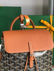 ALPIN MINI BACKPACK 21 IN TAN LAMBSKIN AND BLACK GOYARDINE CANVAS