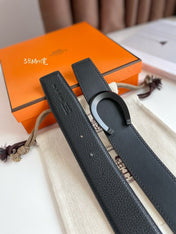 LUCK BELT BUCKLE & REVERSIBLE BLACK LEATHER STRAP 38MM BLACK HARDWARE
