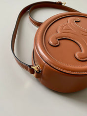 SMOOTH CALFSKIN 20 OVAL CINNAMON BROWN BAG