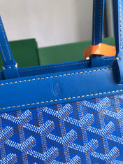 BELLECHASSE BIAUDE PM BAG 36 IN BLUE GOYARDINE CANVAS AND CALFSKIN TRIM