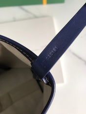 BELLECHASSE BIAUDE PM BAG 36 IN NAVY BLUE GOYARDINE CANVAS AND CALFSKIN TRIM