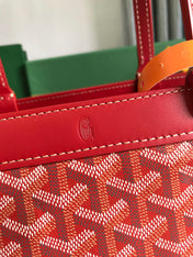 BELLECHASSE BIAUDE PM BAG 36 IN CLASSIC RED GOYARDINE CANVAS AND CALFSKIN TRIM