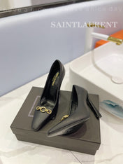 SL SILVANA CHAIN PUMPS BLACK CALFSKIN