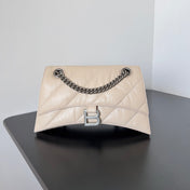 CRUSH CHAINED BAG 25 IN BEIGE QUILTED LAMBSKIN SILVER HARDWARE