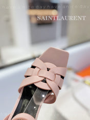 SL TRIBUTE FLATFORM SANDALS PASTEL PINK CALFSKIN